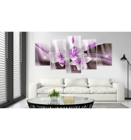 Quadro Fiori Bianchi E Viola Vetro Acrilico Cm.100x50 O 200x100 - Foto 2