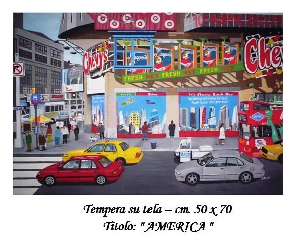 Quadro a tempera raffigurante New York