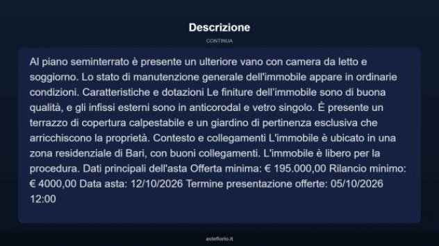 Immobile in asta di 245 m² con più di 5 locali in vendita a Bari - Foto 4