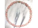 IMPORTANTE COLLANA REGOLARE GIROCOLLO DI QUARZO ROSA CHIUSURA ARGENTO.