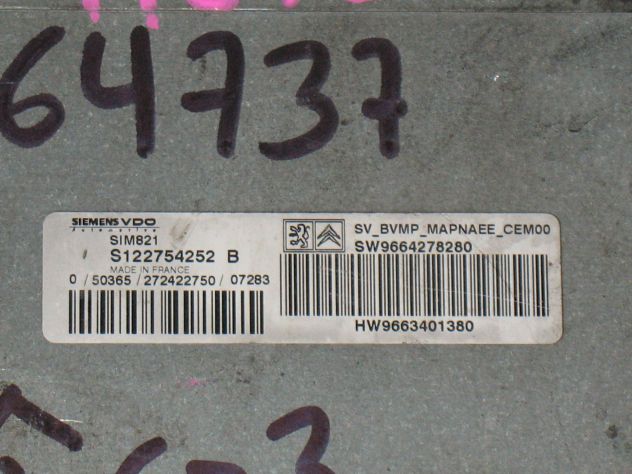 S122754252B ECU CAMBIO CITROEN PEUGEOT SIM821 S122754252B 9664278280 9663401380 - Foto 2