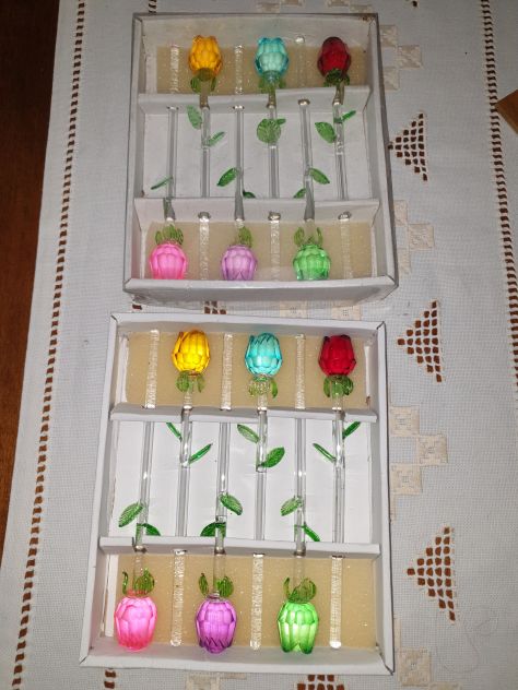 12 pezzi bastoncini da cocktail in vetro a forma fiore