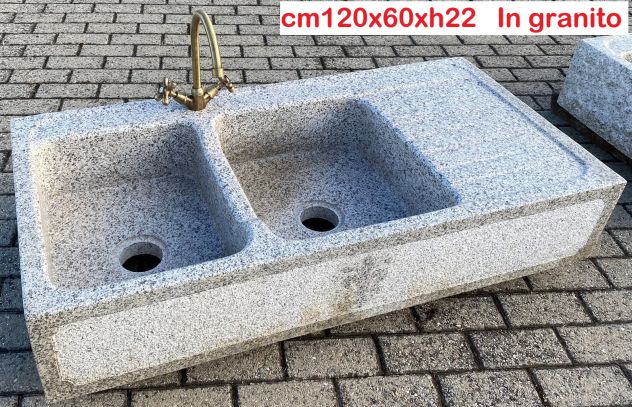 Lavello lavandino cucina in marmo granito 120 cm - Foto 8