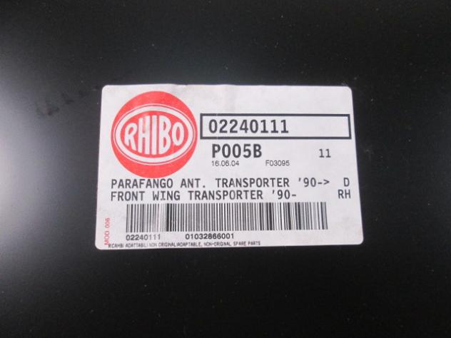 02240111 PARAFANGO ANTERIORE DESTRO RHIBO VOLKSWAGEN TRANSPORTER T4 2.4 D (FINO AL 1997) RICAMBIO NUOVO - Foto 4