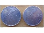 N° 2 MONETE DA 50 LIRE 1975 CON VARIANTE DI CONIO -