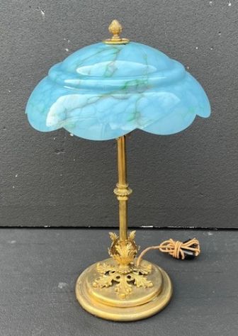 Lampada da Tavolo Con Vetro Blu Marmorizzato - Foto 2