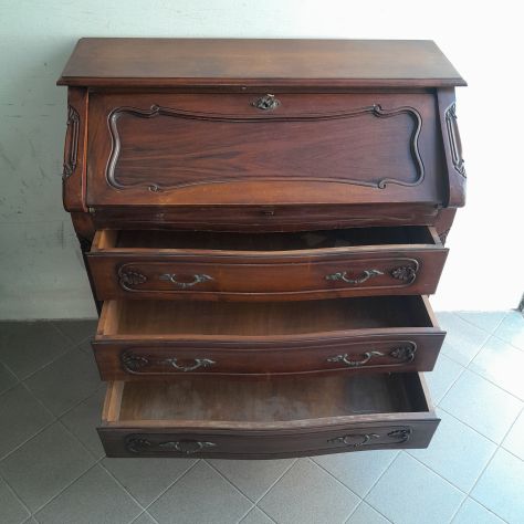 Cassettiera Comò Ribalta Trumeau con scrittoio stile barocco vero legno - Foto 3