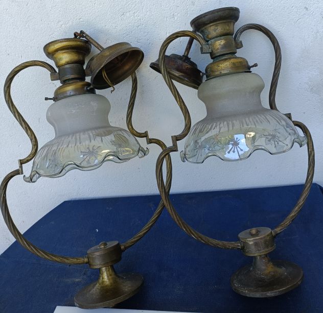 Vendo lampadari ottone/vetro decorati vintage - Foto 7