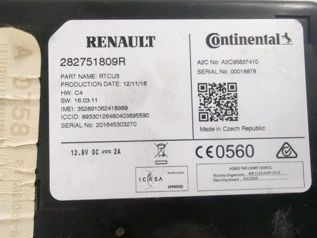 282751809R CENTRALINA SISTEMA DI NAVIGAZIONE RENAULT SCENIC 1.5 D 81KW 6M 5P (2017) RICAMBIO USATO - Foto 4