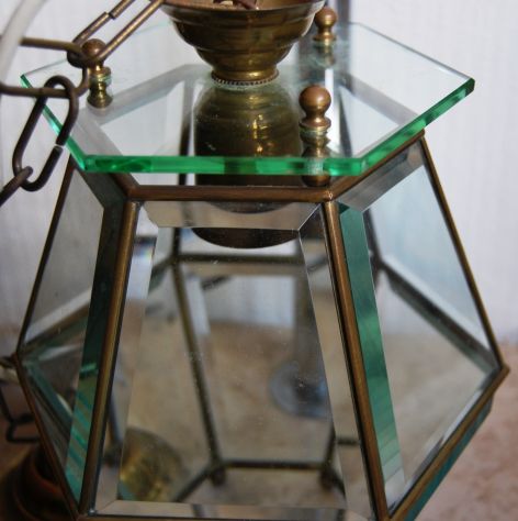 lampadario vintage a lanterna esagonale cristallo - Foto 7