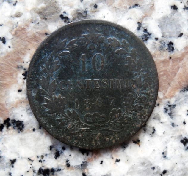 MONETA DA 10 CENTESIMI DEL REGNO D'ITALIA 1867 STRASBURGO - VITT. EMANUELE II° - - Foto 3