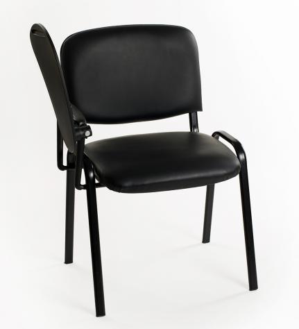 Sedie, Poltroncine Conferenza Ufficio con Scrittoio Ribaltina per le sale d'attesa - NERE in ECOPELLE – NUOVE - Foto 4
