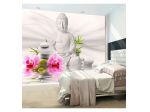 Fotomurale Adesivo Con Buddha Bianco E Fiori Arredalacasa
