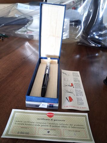 Aurora 88 K Penna Stilografica Nero e acciaio . Vintage usata buono stato co