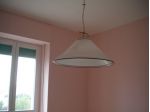 Lampadario a sospensione con coppa in vetro di Murano.