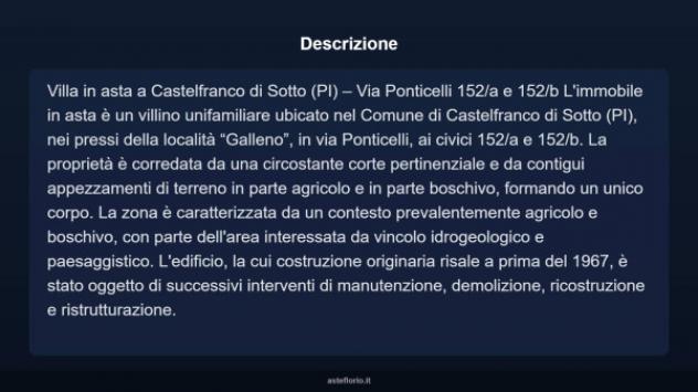 Immobile in asta di 248 m² con più di 5 locali e box auto in vendita a Castelfranco di Sotto - Foto 3