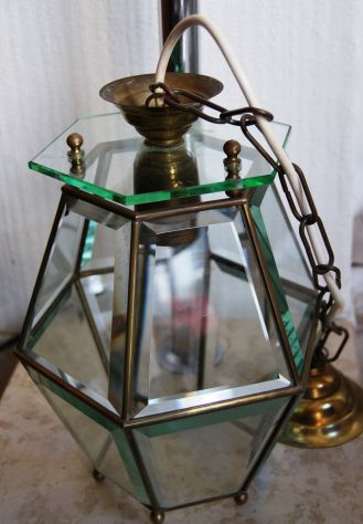 lampadario vintage a lanterna esagonale cristallo - Foto 8