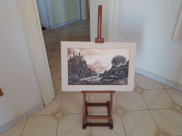Cavaletto Artigianale E Dipinto Pittura Esposizione Vintage Made In Francia - Foto 3
