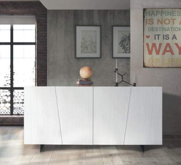 Mobili Rustici Credenza Legno Moderna 4 Ante Abete Bianco Spazzolato cod 208M - Foto 3