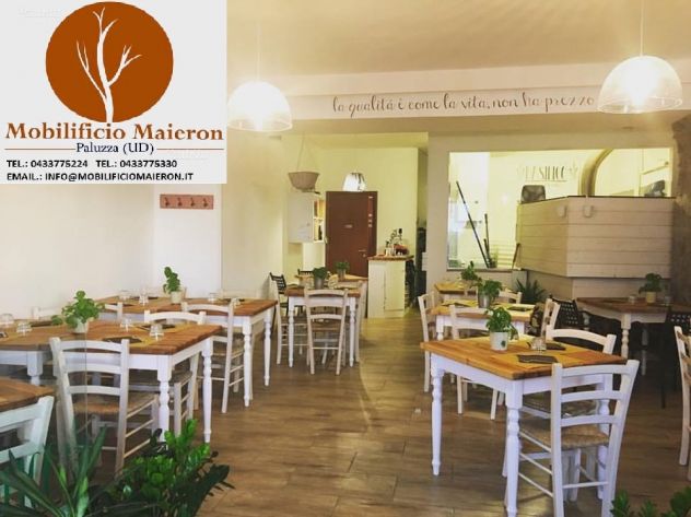 Set Forlì Tavoli  Sedie Per Ristoranti Pizzerie Pub In Stile Shabby Chic cod102 - Foto 3