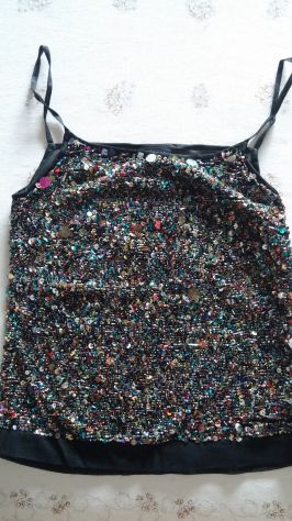 TOP NERO CON PERLINE E PAILLETTES - Foto 3