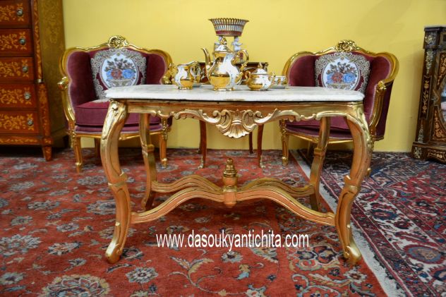Tavolino da salotto dorato stile Rocaille - Foto 7
