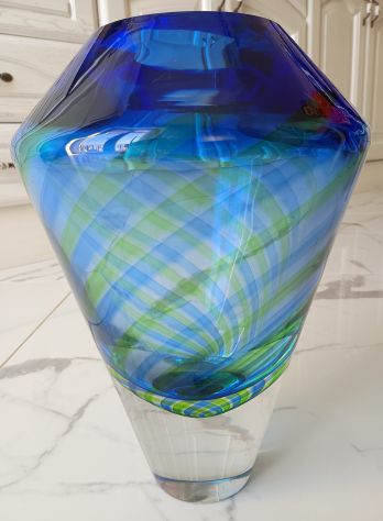VASO SALVIATI IN VETRO DI MURANO BLU H 33 CM, D 23 CM - Foto 2