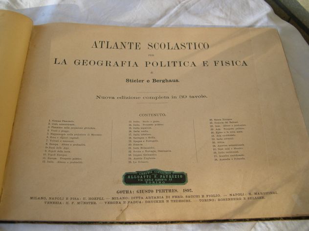Libri antichi - Atlante scolastico per la geografia politica e fisica 1892