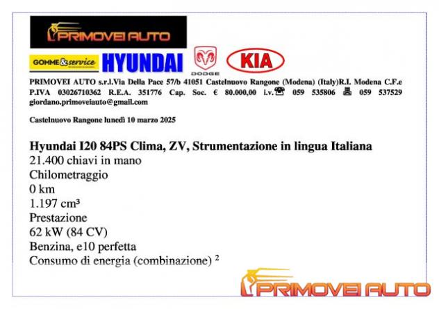 HYUNDAI i20 1.2 MPI MT Connectline Lime Met. rif. 22069183 - Foto 5