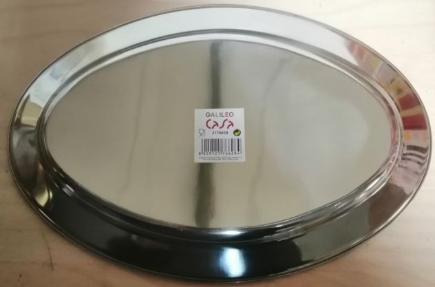 Vassoio Ovale Piano in Acciaio Inox da 40cm per Alimenti Galileo Casa art 217662 - Foto 2