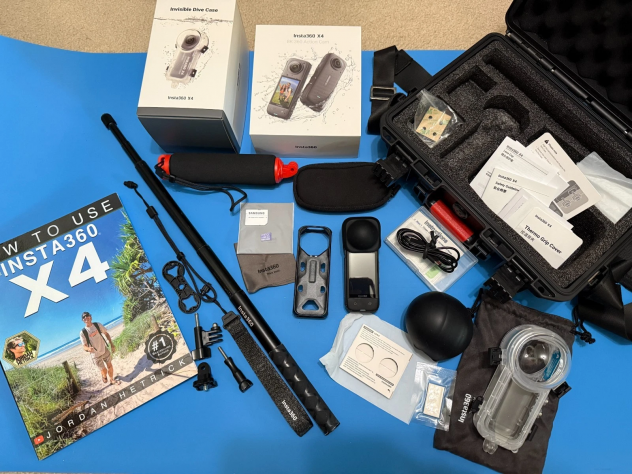 Insta360 X4 8K 360 Action Camera con custodia subacquea scheda 512GB tanti extra