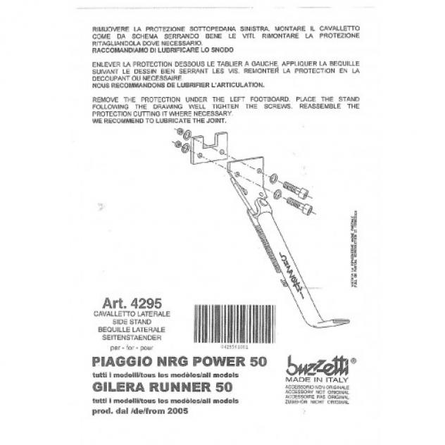 Cavalletto laterale Buzzetti 4295 Piaggio NRG Power - Foto 2