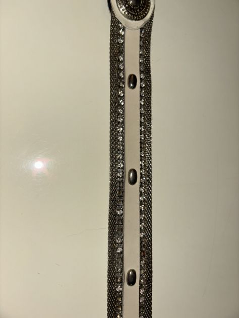 CINTURA VERO VINTAGE ANNI 80/90,DA DONNA,IN VERA PELLE E METALLO E ZIRCONI INCAS - Foto 6