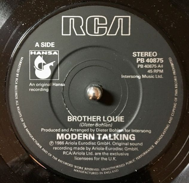 Vinile 45 giri: Modern Talking Brother Louie Etichetta: Hansa – PB 40875 - Foto 4