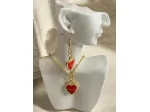 Set completo di collana, orecchini e bracciale con charm a cuore 'LOVE'