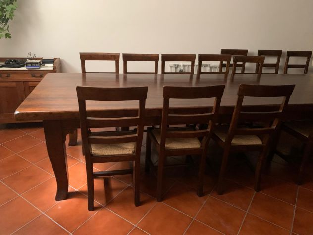 TAVOLO LEGNO MASSELLO 12 SEDIE - Foto 2