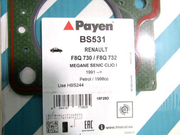BS531 GUARNIZIONE TESTATA PAYEN RENAULT CLIO 1.9 D 47 KW RICAMBIO NUOVO - Foto 2