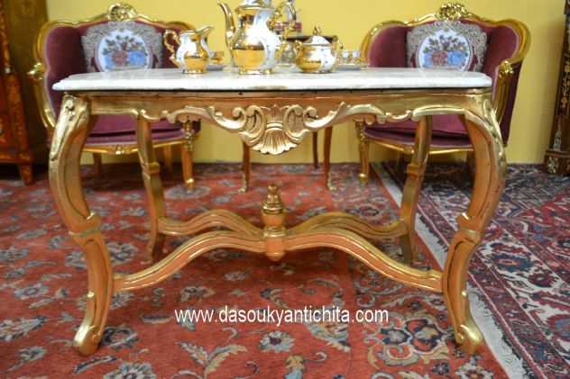 Tavolino da salotto dorato stile Rocaille - Foto 5