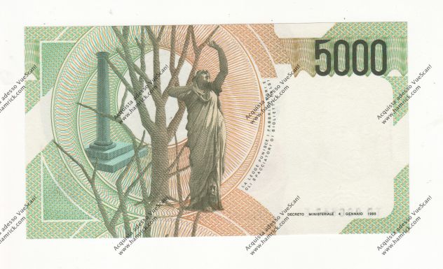 BANCONOTA DA 5.000 LIRE BELLINI REP. ITALIANA SPL/QFDS - - Foto 2