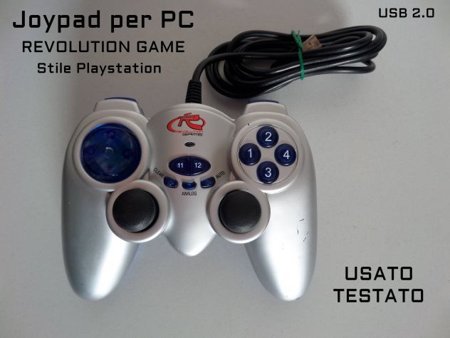 Joypad per PC (stile playstation) con levette + vibrazione, spin. USB