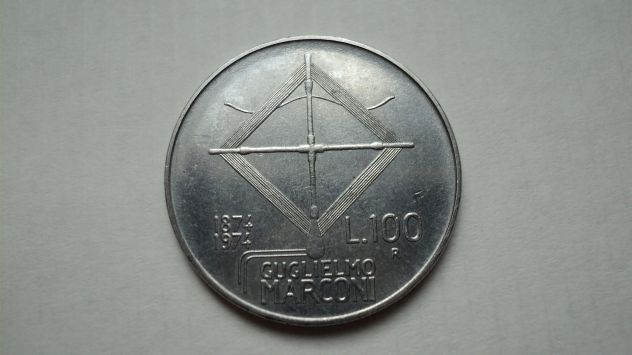 MONETA 100 lire 1974 anniversario G. Marconi - Foto 2