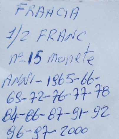 lotto 189 - Francia 1/2 mezzo franc 15 monete anni diversi vedi foto e descrizio - Foto 3