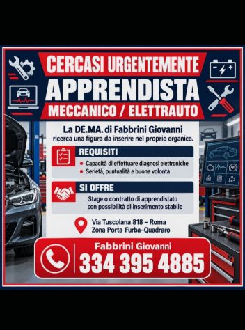 Cercasi urgentemente apprendista meccanico/elettrauto