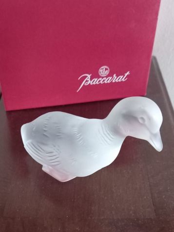 BACCARAT figurina vintage di papera in cristallo bianco e satinato.Dimension - Foto 2