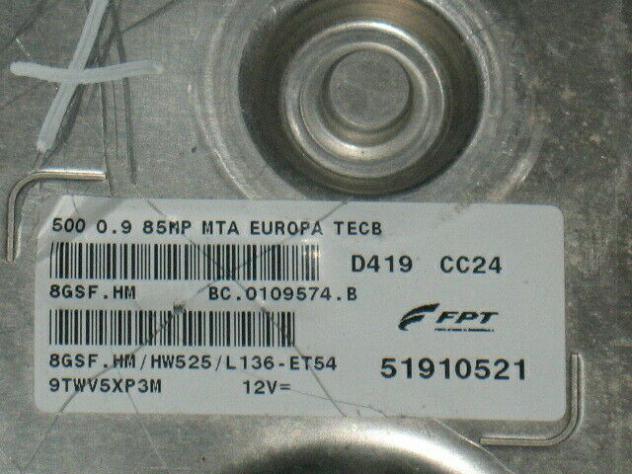 51910521 ECU CENTRALINA FIAT 500 0.9 85HP 51910521 8GSF.HM HW525 - Foto 2