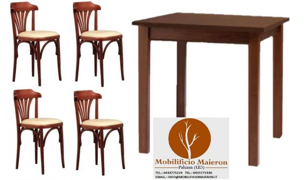 Set Sedie Legno Tavoli Latina Arredamento Bar Ristorante cod556 Nuovi Non Usate
