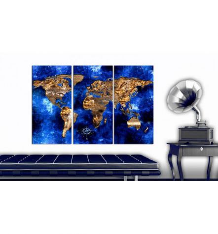 Quadro Di Sughero Mappamondo Blu In 3 Parti Arredalacasa - Foto 2