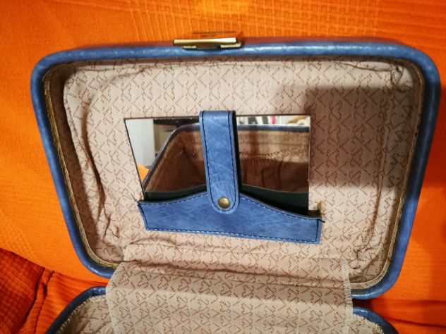 beauty case vintage blu con specchio rettangolare - Foto 2