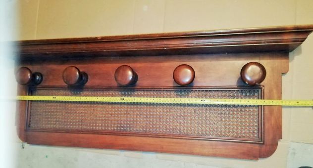 Antico Attaccapanni a muro, in legno con cappelliera. - Foto 6