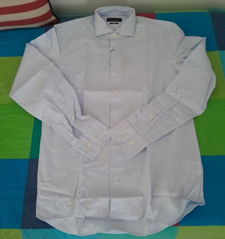 Piombo camicia azzurra slim fit - Foto 2